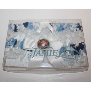 Blue White Wedding Garter US Marine Military Nautical Bides Garter